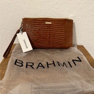 Brahmin Tan Textured Wristlet